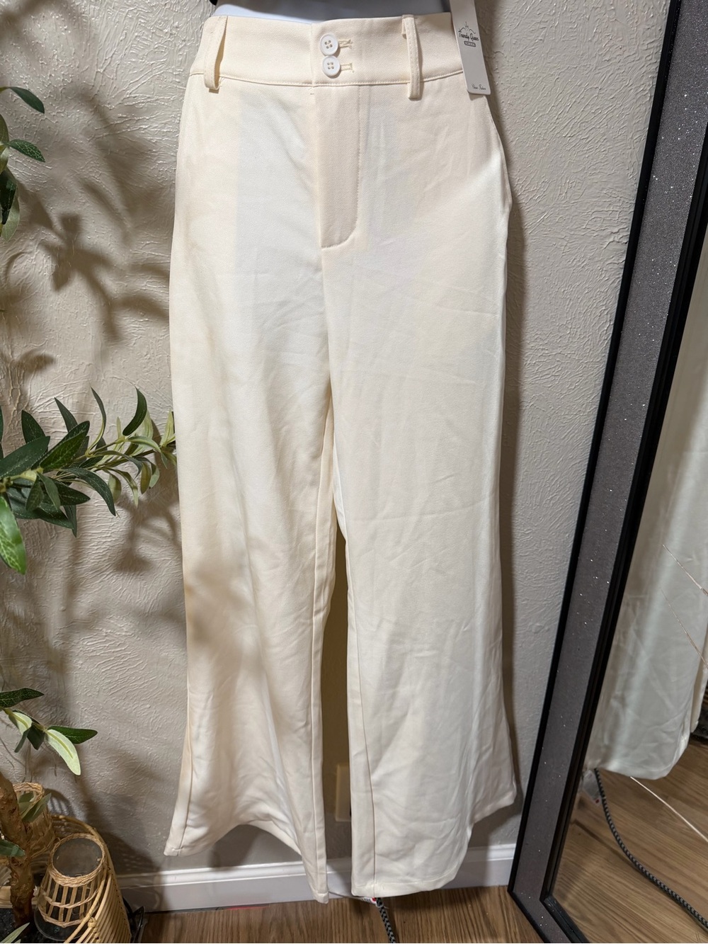Forever 21 Cream Wide-Leg Dress Pants